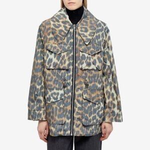 Ganni Cheetah Beige Crispy Shell Jacket